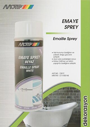 Motip Emaye Yüzey Sprey Boya BEYAZ 400 ml