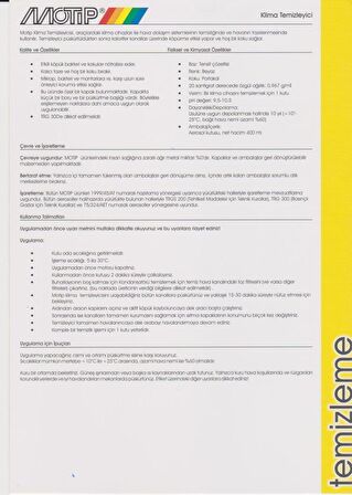 Motip Hortumlu Klima Temizleme Köpük Spreyi 400 ml.