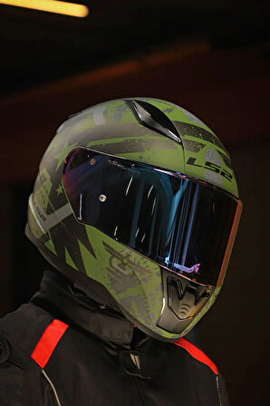 LS2 RAPID 2 THUNDER BIRDS MAT YEŞİL-SİYAH-GRİ KASK
