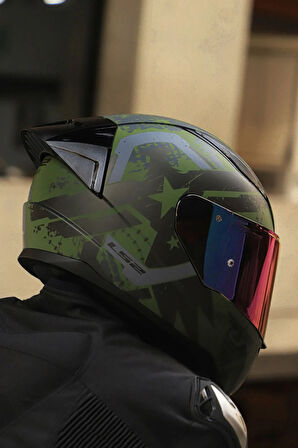 LS2 RAPID 2 THUNDER BIRDS MAT YEŞİL-SİYAH-GRİ KASK