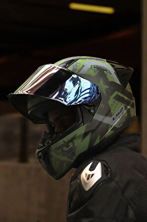 LS2 RAPID 2 THUNDER BIRDS MAT YEŞİL-SİYAH-GRİ KASK