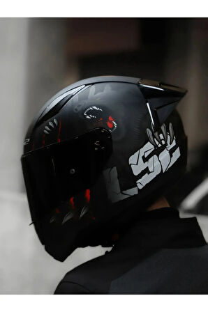 LS2 RAPID 2 RACE CLAWN MAT SİYAH-GRİ-KIRMIZI KASK