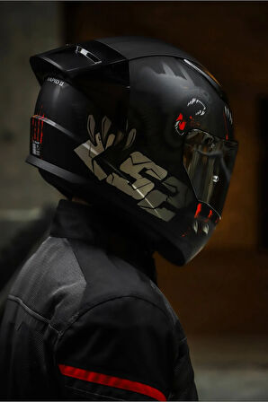 LS2 RAPID 2 RACE CLAWN MAT SİYAH-GRİ-KIRMIZI KASK