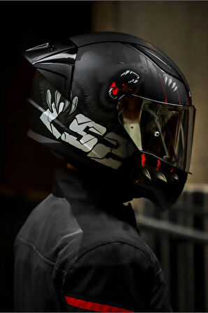 LS2 RAPID 2 RACE CLAWN MAT SİYAH-GRİ-KIRMIZI KASK