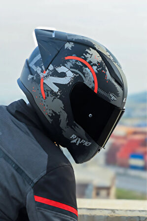 RAPID 2 RACE CIRCLE MAT SİYAH-KIRMIZI KASK