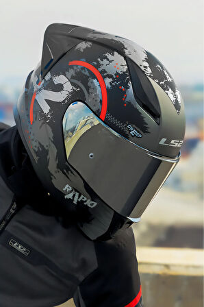 RAPID 2 RACE CIRCLE MAT SİYAH-KIRMIZI KASK