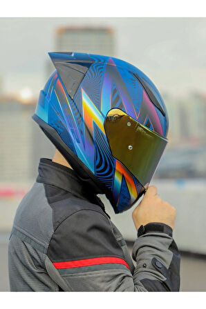 LS2 RAPID 2 RACE OPTIK MAT MAVİ-MOR KASK