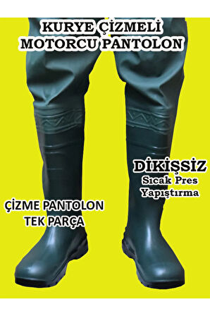 Motorcu Çizmeli Pantolon, Kurye Motorcu %100 Su Geçirmez Tek Alt Çizmeli Pantolon Dikişsiz