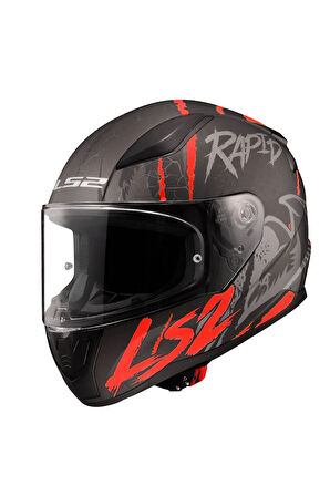 RAPID 2 RAVEN MAT SİYAH-BEYAZ-KIRMIZI KASK
