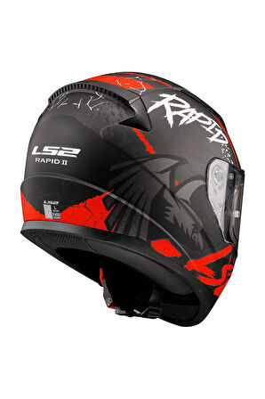 RAPID 2 RAVEN MAT SİYAH-BEYAZ-KIRMIZI KASK