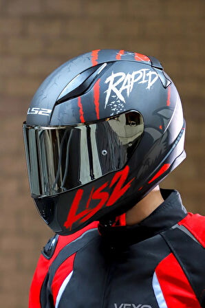 RAPID 2 RAVEN MAT SİYAH-BEYAZ-KIRMIZI KASK