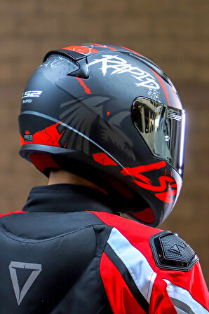 RAPID 2 RAVEN MAT SİYAH-BEYAZ-KIRMIZI KASK