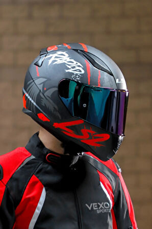 RAPID 2 RAVEN MAT SİYAH-BEYAZ-KIRMIZI KASK