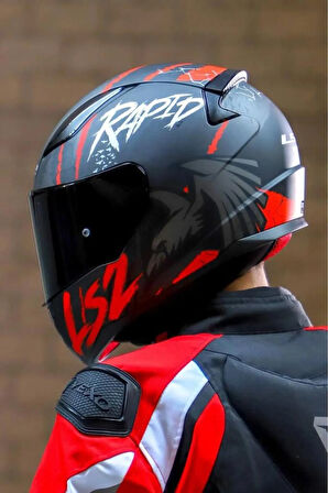 RAPID 2 RAVEN MAT SİYAH-BEYAZ-KIRMIZI KASK