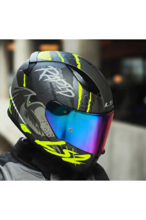 LS2 RAPID 2 RAVEN MAT SİYAH-GRİ-NEON SARI KASK