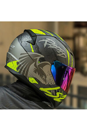 LS2 RAPID 2 RAVEN MAT SİYAH-GRİ-NEON SARI KASK