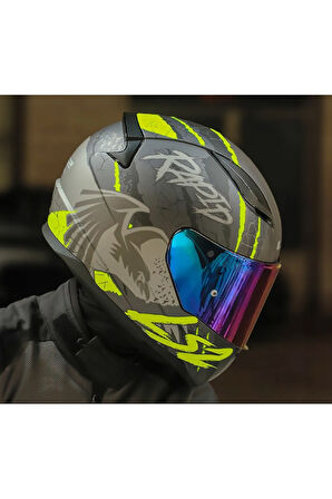LS2 RAPID 2 RAVEN MAT SİYAH-GRİ-NEON SARI KASK