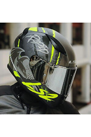 LS2 RAPID 2 RAVEN MAT SİYAH-GRİ-NEON SARI KASK