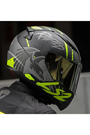 LS2 RAPID 2 RAVEN MAT SİYAH-GRİ-NEON SARI KASK
