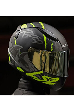 LS2 RAPID 2 RAVEN MAT SİYAH-GRİ-NEON SARI KASK