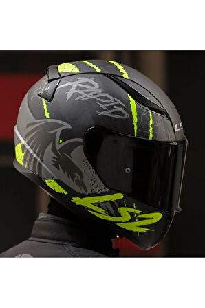 LS2 RAPID 2 RAVEN MAT SİYAH-GRİ-NEON SARI KASK