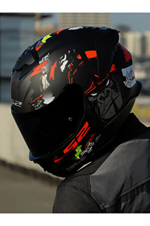 STREAM 2 ANGRY MONKEY MAT SİYAH-KIRMIZI KASK