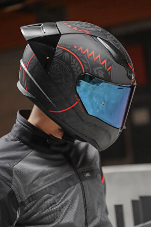Rapid 2 Race Takaroa Mat Si?yah-kirmizi Kask