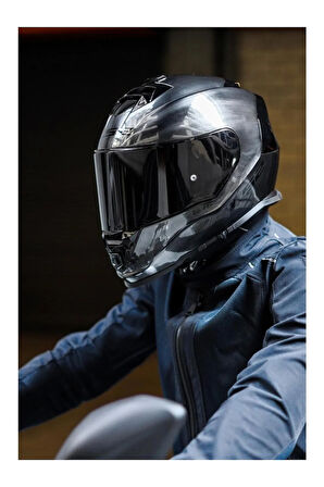 Storm 2 Jeans Siyah Vizörlü Kask