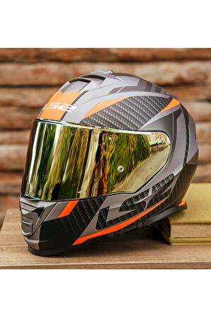 Storm 2 Racer Mat Tıtanıum-turuncu Kask