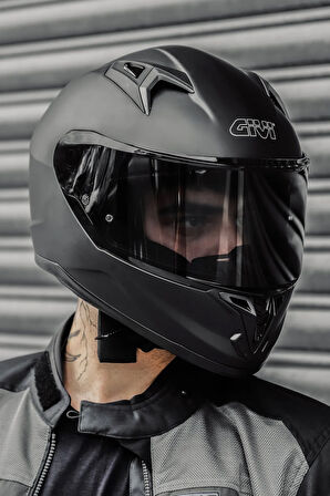 50.8 Mat Siyah Kask ( Siyah Şeffaf Cam )