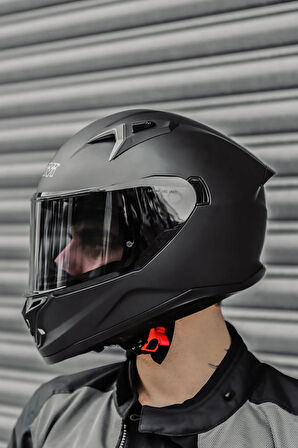 50.8 Mat Siyah Kask ( Siyah Şeffaf Cam )