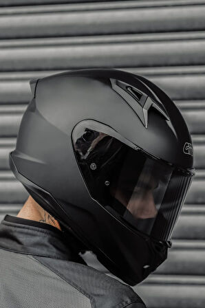 50.8 Mat Siyah Kask ( Siyah Şeffaf Cam )