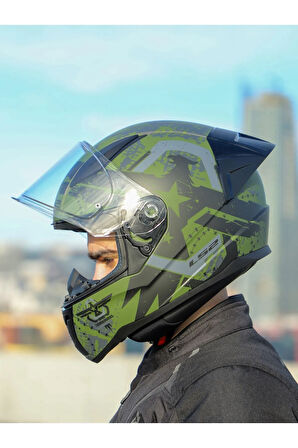 RAPID 2 RACE THUNDER BIRDS MAT YEŞİL-SİYAH-GRİ KASK