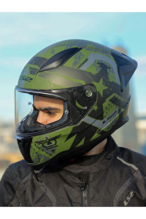 RAPID 2 RACE THUNDER BIRDS MAT YEŞİL-SİYAH-GRİ KASK