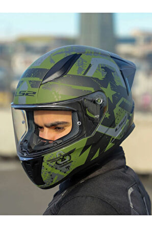 RAPID 2 RACE THUNDER BIRDS MAT YEŞİL-SİYAH-GRİ KASK