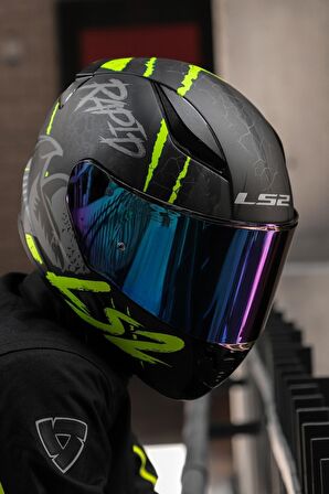 RAPID RAVEN MAT SİYAH-GRİ-NEON SARI KASK