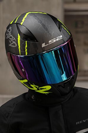 RAPID RAVEN MAT SİYAH-GRİ-NEON SARI KASK