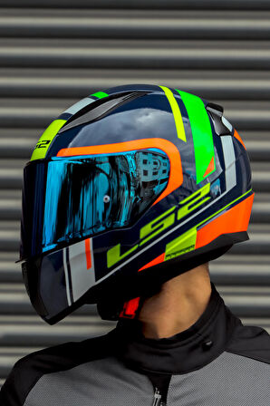 RAPID CHOS MAVİ NEON TURUNCU KASK