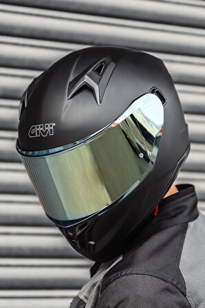 50.8 Mat Siyah Kask ( Sarı Şeffaf Cam )