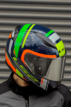 RAPID CHOS MAVİ NEON TURUNCU KASK