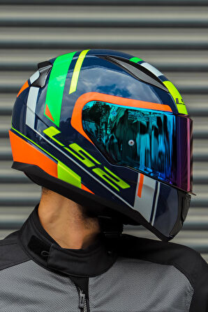 RAPID CHOS MAVİ NEON TURUNCU KASK