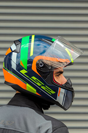 RAPID CHOS MAVİ NEON TURUNCU KASK