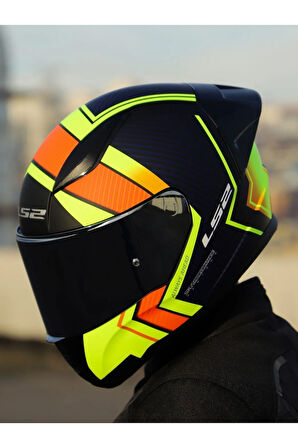 RAPID 2 RACE EXTRA MAT NEON SARI-NAVY MAVİ KASK