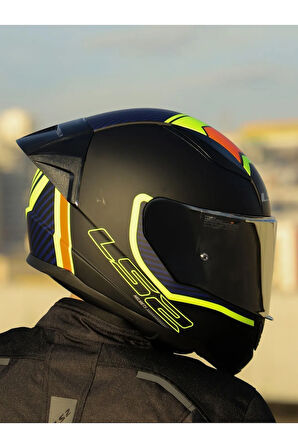 RAPID 2 RACE EXTRA MAT NEON SARI-NAVY MAVİ KASK