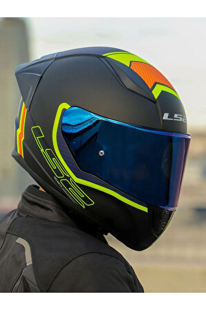 RAPID 2 RACE EXTRA MAT NEON SARI-NAVY MAVİ KASK