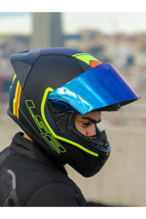 RAPID 2 RACE EXTRA MAT NEON SARI-NAVY MAVİ KASK