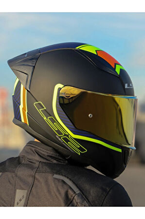 RAPID 2 RACE EXTRA MAT NEON SARI-NAVY MAVİ KASK