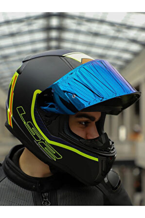 RAPID 2 EXTRA MAT NEON SARI-NAVY MAVİ KASK