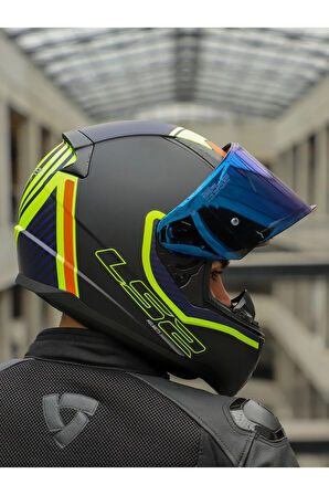 RAPID 2 EXTRA MAT NEON SARI-NAVY MAVİ KASK