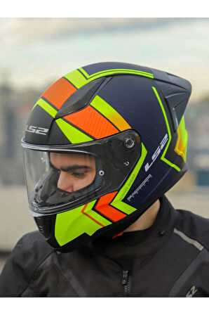 RAPID 2 RACE EXTRA MAT NEON SARI-NAVY MAVİ KASK